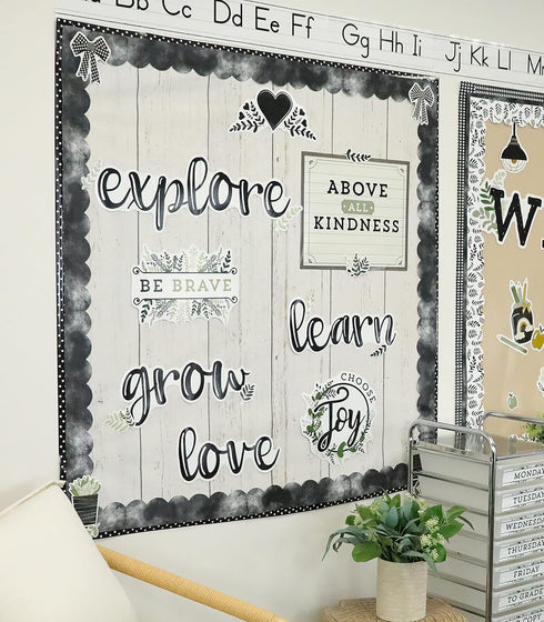 Carson Dellosa 34-Piece Modern Farmhouse Classroom Bulletin Board Set, Farmhouse Heart and Greenery Bulletin Board Cutouts with Inspirational Quot...
