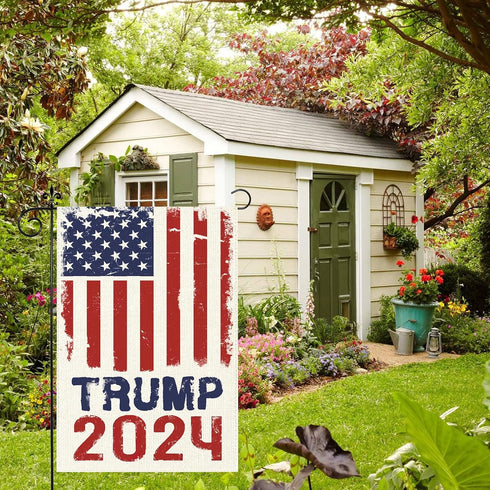 Trump 2024 Flag 12x18 Double Sided Garden Flag American Patriotic USA Flag - Take America Back Garden Flags for Outside Lawn Decor Yard Flag for D...