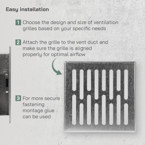 Vent Systems 5.5'' x 5.5" Inch Galvanized Steel Vent Cover - Square Air Vent Louver - Removable Ventilation Grille - Integrated Insect Screen - HV...