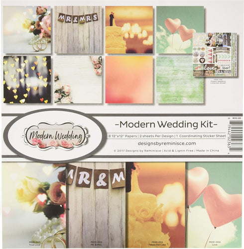 Reminisce Modern Wedding Scrapbook Collection Kit, Multicolor...