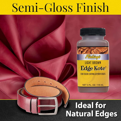 Fiebing's Edge Kote (4oz, Light Brown) - Leather Edge Paint for Shoes, Furniture, Purses, Couches, Belts - Flexible, Water Resistant, Semi Gloss C...
