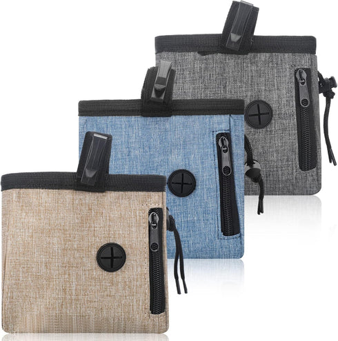 3 Pcs Dog Treat Pouch Dog Treat Training Pouch Washable Dog Treat Bag with Waist Strap and Poop Bag Dispenser for Carry Puppy Pet Toys, Kibble, Tr...