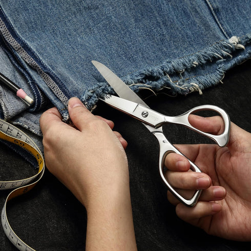 LIVINGO Sharp Tailor Fabric Scissors - 7" Professional Forged Stainless Steel Heavy Duty Sewing Metal Shears All Purpose, Crafting Scissors for Dr...