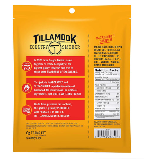 Tillamook Country Smoker Real Hardwood Smoked Beef Jerky, Old Fashioned, 2.5 Ounce...