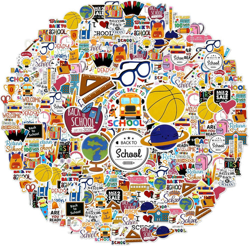 Sabary 500 Pcs Back to School Stickers Vinyl School Stickers Waterproof Return to School Stickers Scrapbook Water Bottles Laptop Journal School Ba...