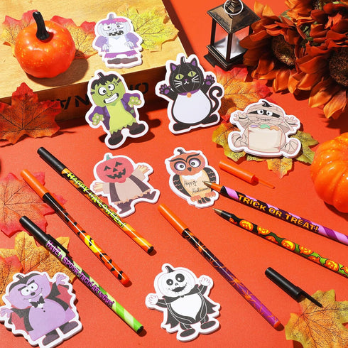 Sheets Halloween Sticky Note Ballpoint Pens 24 Pads Pumpkin Ghost Cat Weird Spooky Fun Notepad Halloween Office Supplies Kids Gift Halloween Party...