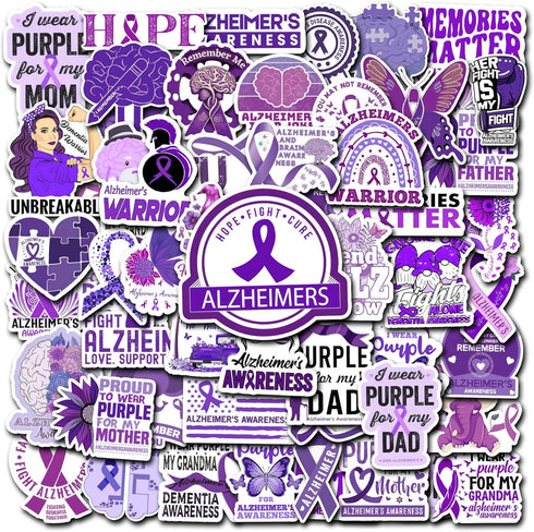 50 PCS Alzheimers Sticker Inspirational Vinyl Decals Waterproof Accessories Decorative Labels for Bicycle Laptop Bumper Truck Vehicle Bike Suitcas...