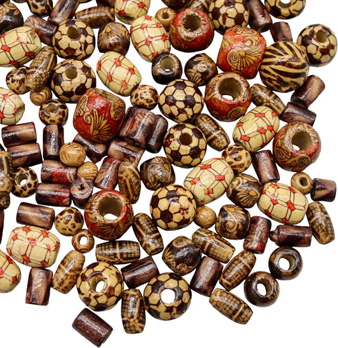 Fun-Weevz 500 PCS Wooden Beads for Jewelry Making Adults, Painted Assorted African, Macrame Supplies, Craft Wood for Bracelets & Necklace, Large &...