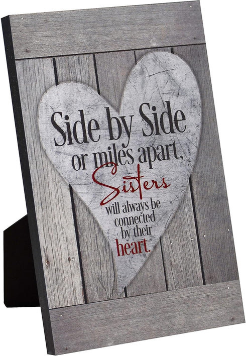 DEXSA Sisters Wood Plaque - Made in the USA - 6x9 - Classy Frame Wall & Tabletop Decoration | Easel & Hanging Hook | Side by Side or Miles Apart, ...
