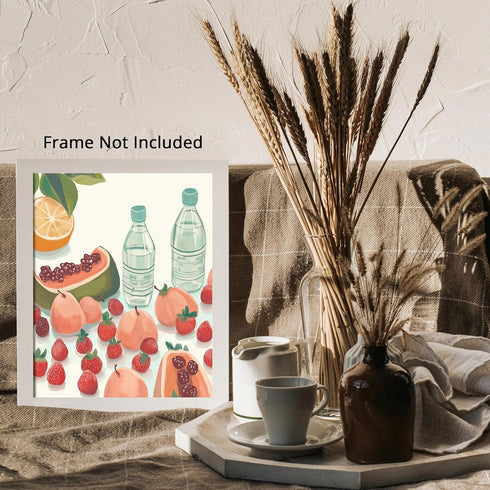 Posterizer 1 pcs-colorful healthy fruits retro drawing style design poster 1-Kitchen & Bar Art-Retro Art- Art for Cafe, Restaurant, Coffee Bar - u...