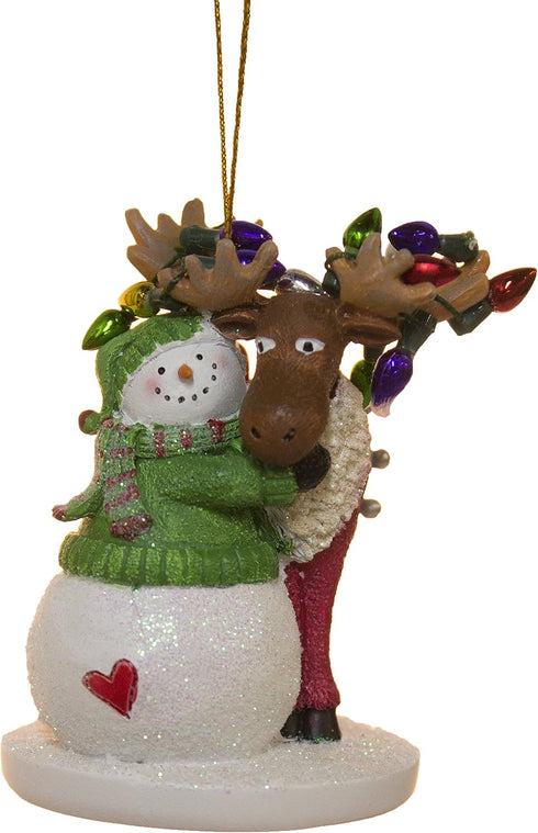 Moose with Snowman and Lights Christmas/Everyday Ornament...