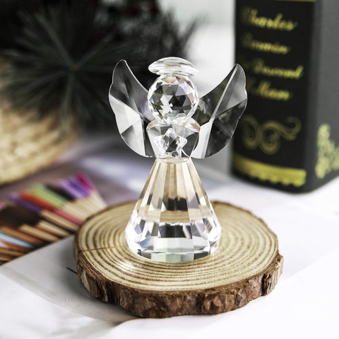 HDCRYSTALGIFTS 3inch Crystal Guardian Angel Figurine Paperweight Decor Glass Angel Statue Ornaments Art Collectible Gift for Women (Clear)...