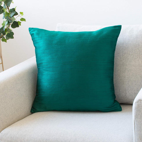 The White Petals Dark Teal Euro Sham (Set of 2 Covers, Faux Raw Silk, Dark Teal, 26x26 inches)...