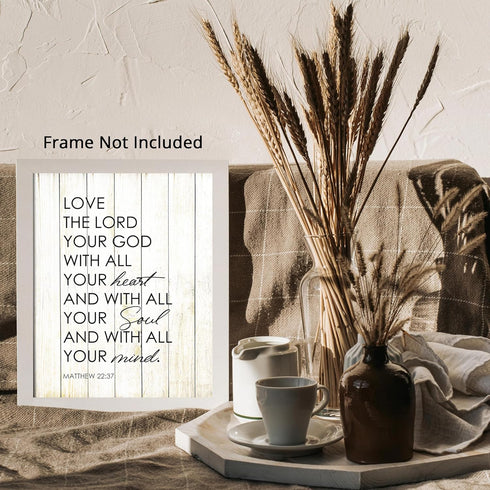 Posterizer 1 pcs-Bible verse Matthew 22: 37-love the lord-Religious Posters-Motivational & Inspirational Art-Gifts for Christians-Living Room Bedr...