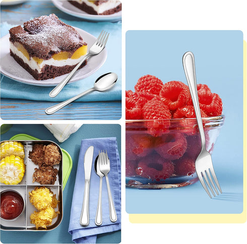 E-far 12-Piece Kids Silverware, Stainless Steel Toddler Kids Utensils Safe for Preschooler/Children, Includes 4 Forks 4 Spoons 4 Knife, Slimline A...