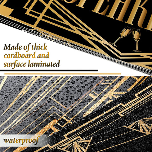 LINGXIU 9 Pieces Roaring 20s Party Decorations Black and Gold Retro Jazz Party Roaring Twenties Wall Signs Decorations Kit for 1920s Party Speakea...