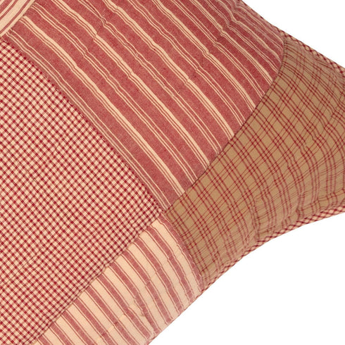 VHC Brands Sawyer Mill Red 100% Cotton Decorative Patchwork Pillow Cover Standard Sham 21x27...