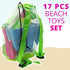 4E's Novelty Beach Toys for Kids with Bag (17 Pcs Set) Castle Beach Bucket with Shovels & Molds - Beach Toys for Kids 3-10, Sand Toys for Toddlers...