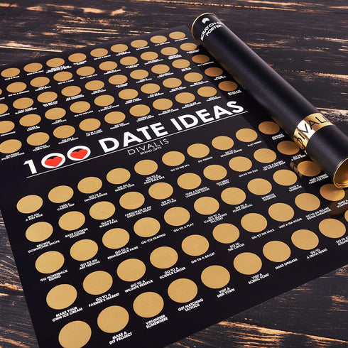 Divalis 100 Dates Scratch off Bucket List - Scratching Adventure Couple Things to Do Poster Scratchable Motivational Archievements Checklist, Blac...