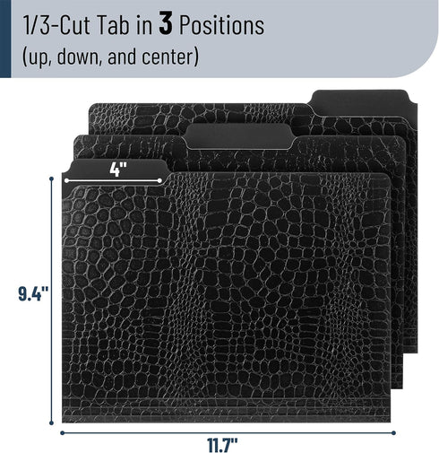 Mr. Pen- File Folders, 9.4" x 11.7", 3 Pack, Black Leather Design, Letter Size File Folders, Office File Folder, Filing Folders, Files Folder, Fil...