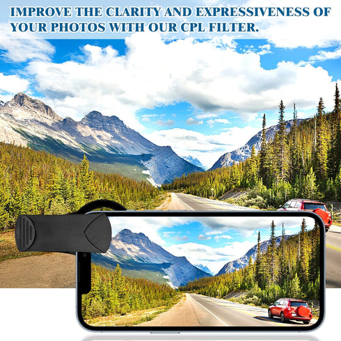 37mm Cell Phone Lens CPL Filter- Universal Phone Camera Lens Clip On CPL Filter Lens Circular CPL Polarizer Filter Compatible with/Smartphones, wi...