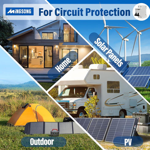 DC Solar Panels Disconnect Switch 32 Amp AC Solar Shut Off Switch 12V-400V 2 Poles Small Miniature Circuit Breaker for Solar PV Homes, AC 110V DIN...