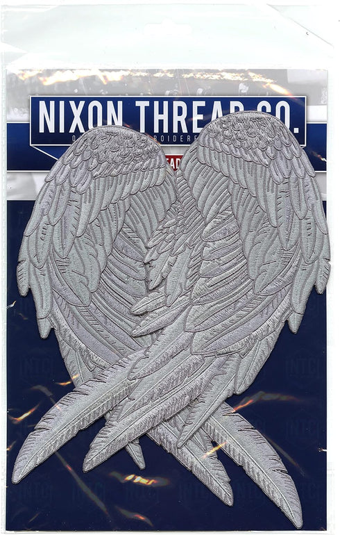Silver Angel Wing Patches 14” | "Saints & Sinners Guardian Angels Realistic Embroidered Wings and Feathers | Back Patch for Men and Women Iron On ...