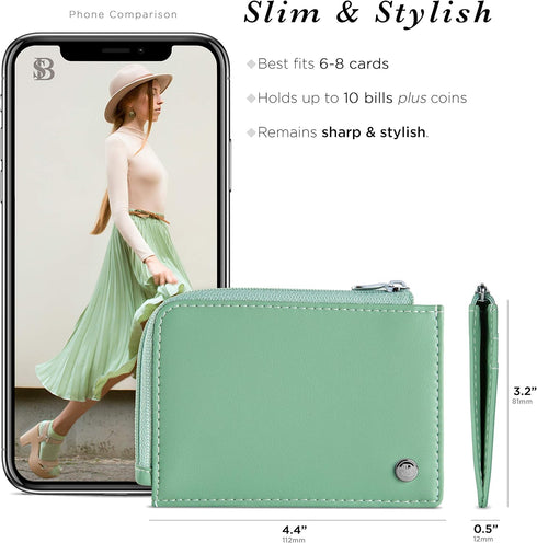 SERMAN BRANDS Wallet Women Zipper Rfid Blocking Small Compact Luxury Leather Pocket Wallet Ladies Mini Purse Credit Card Holder - Compact...