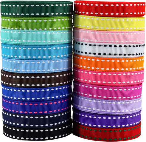3/8" White Jump Point Grosgrain Ribbons, Perfect for Gift Wrapping Crafts Party Wedding Birthday Decoratio, DIY Crafts Bow Hair Headband Accessori...