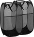2 Packs Mesh Pop up Laundry Hamper (Black) with Portable Handles, Collapsible for Storage, Foldable Pop-Up Laundry Bags for Kids Room, College Dor...