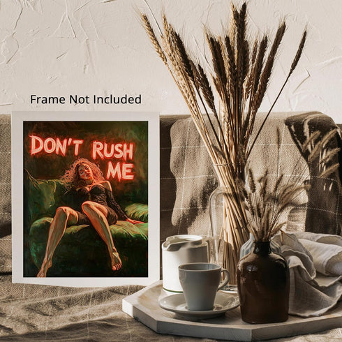 Posterizer 1 pcs-don't rush me retro design-girls getting ready 1-Inspirational Women's Art-Retro Art-Living Room Bedroom Decor- unframed wall art...