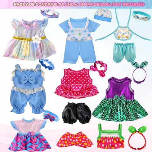 19Pcs 8-10-inch-Doll-Clothes-Accessories Baby-Doll-Clothes Costumes Outfits Christmas Birthday Gift for Little Girl...