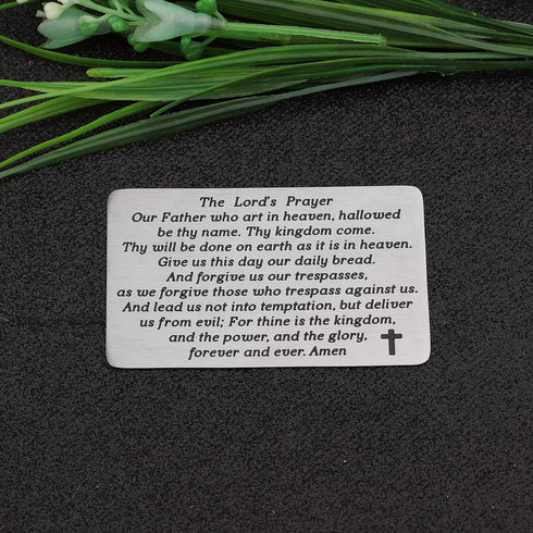 The Lord's Prayer Engraved Wallet Card Bible Verse Wallet Insert Christian Jewelry Religious Gift (The Lord's Prayer Wallet Card)...