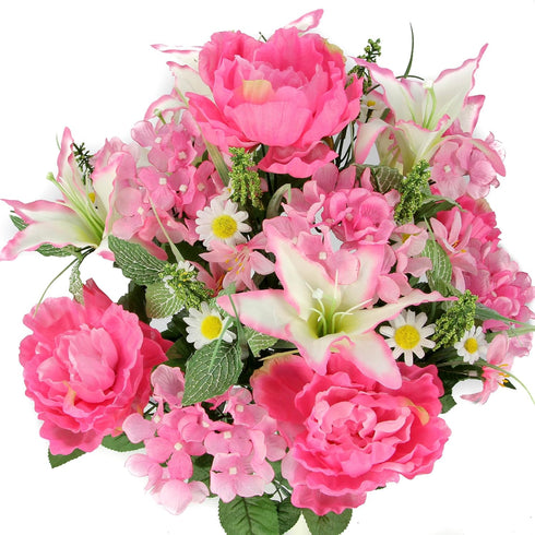 Admired By Nature Spring Bush Artificial Hydrangea Flowers, Pink-Lily...