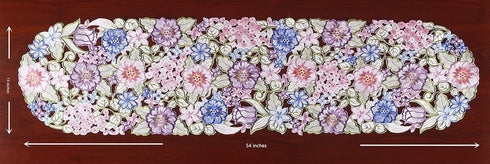 Flowery Table Runner 13"×54", Cutwork Embroidered Floral Flower Dresser Scarf for Home Kitchen Dining Tabletop Decoration (Runner 13"×54", Flower-...