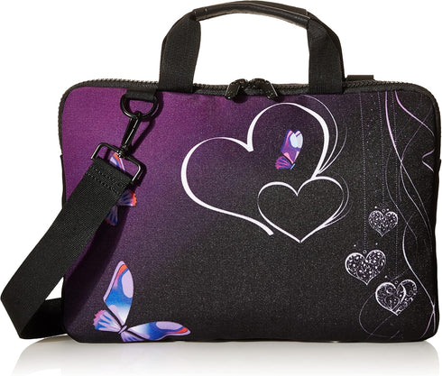 iColor Purple Butterflies Canvas Laptop Carrying Shoulder Sleeve Case Protective Bag Briefcase Fits 11.6 12 12.9 13 13.3 Inches Laptop Ultrabook N...