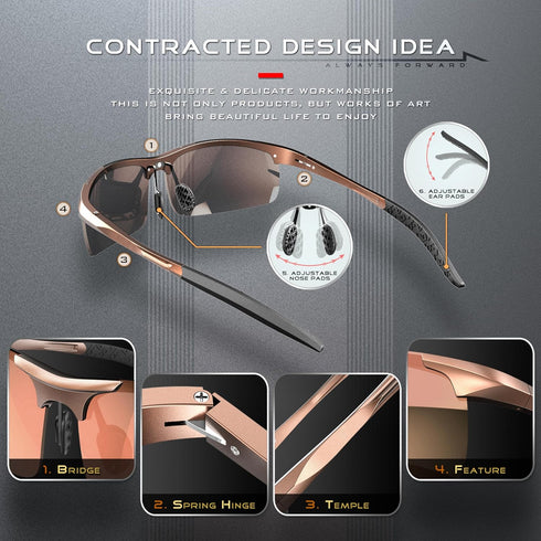 SIPLION Sunglasses Men Polarized for Men's Driving Sport Fishing hiking UV Protection Al-Mg Metal Frame Ultra Light...