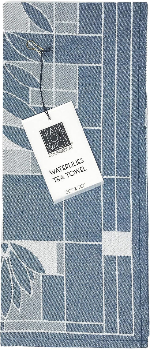 KAF Home Frank Lloyd Wright Woven Jacquard Tea Towel Made in Portugal, 20 x 30-inch 100-Percent Cotton (Waterlilies)...