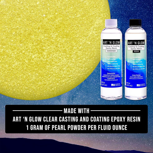 Art 'N Glow Mica Pearl Pigment Powder - 25 Grams - Fine Pearl Pigment for Epoxy Resin - Great Choice for Creatives - Acrylic Paints - Art Crafts -...