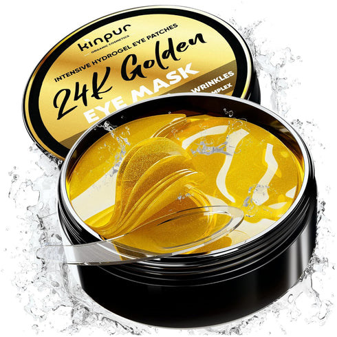 24k Gold Under Eye Patches for Dark Circles: 30 Pairs Golden Hydrogel Eye Pads - Reduce Puffy Eyes, Dark Circles, Wrinkles, Undereye Bags - Bright...