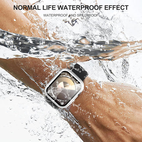 Suoman 3-Pack for Apple Watch Series 6 5 4 44mm Waterproof Case, 360° All-Round Protective Hard PC Tempered Glass Screen Protector for iWatch Seri...