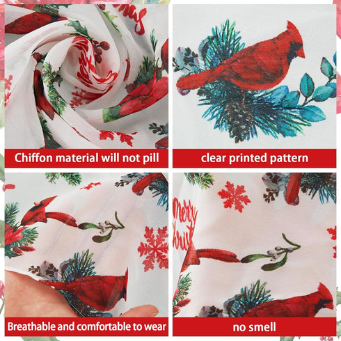 Shinymoon Christmas Cardinal Scarf for Women Lightweight Soft Winter Birds Loop Scarf Floral Snowflake Circle Scarf for Women Xmas Gifts Decoratio...