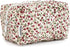 Floral Puffy Quilted Makeup Bag, Toiletry Tote, Cosmetics Pouch, Quilted Tote Floral, Floral Cosmetic Bag (Flowers Red)...