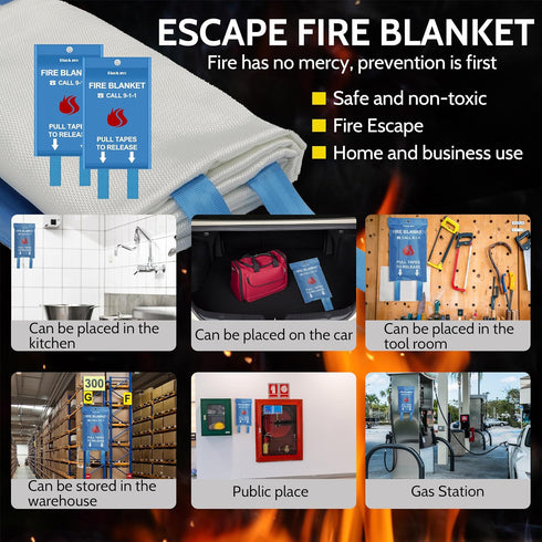 Fire Blanket, Fire Retardant Blanket,Emergency Fire Blanket for Kitchen, Home, School, Fireplace, Grill, Car, Office and Warehouse. CE Certified. ...
