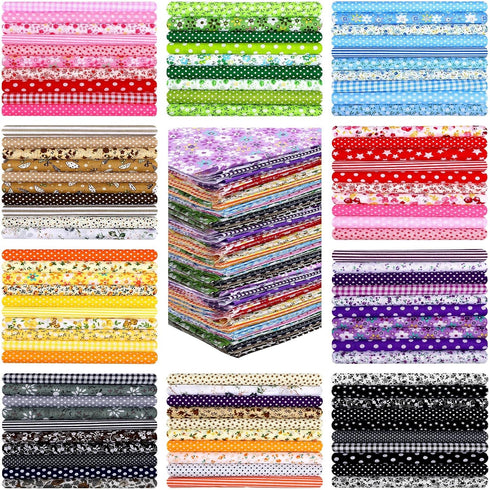 Oudain 100 Pcs 8 x 8 Inch Quilting Fabric Squares Fat Fabric Bundles Cotton Fabric Square Flower Craft Fabric Scraps Quilting Supplies for DIY Cra...