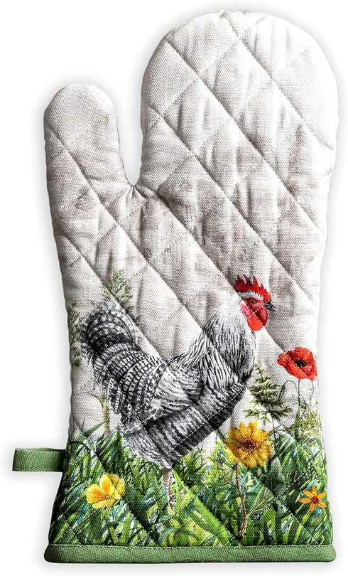 Maison d' Hermine Oven Gloves 100% Cotton Oven Mitt Heat Resistant BBQ Cooking Gloves with Loop, Grilling, Microwave, Handling Hot Pans, Basse Cou...