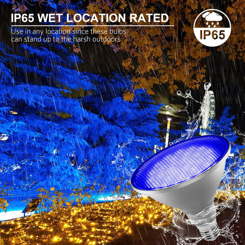 Blue PAR38 LED Flood Light Bulbs, 30W (100 Watt Equivalent), Outdoor Waterproof PAR38 Landscape Bulbs for Garden, Bedroom, Valentine's Day, Hallow...