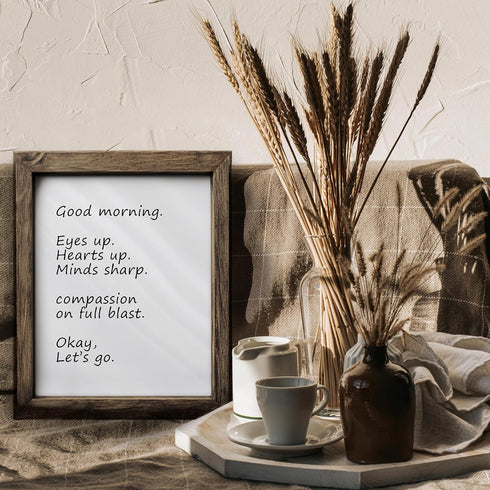 Posterizer 1 pcs-Good morning , eyes up , hearts up-Typography Art-Motivational & Inspirational Art-Gift for Men Women Entrepreneur Teens-Living R...