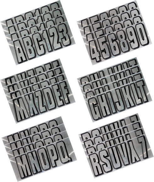 Hardline Products Series 320 Factory Matched 3-Inch Boat & PWC Registration Number Kit, Chrome/Black - CHBLK320...