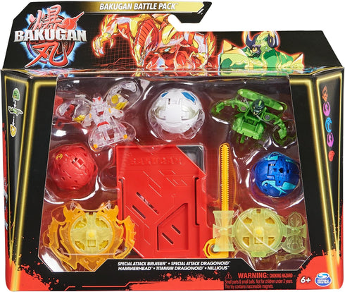 Bakugan Battle 5-Pack, Special Attack Bruiser, Dragonoids, Hammerhead, Nillious; Customizable, Spinning Action Figures, Kids Toys for Boys and Gir...